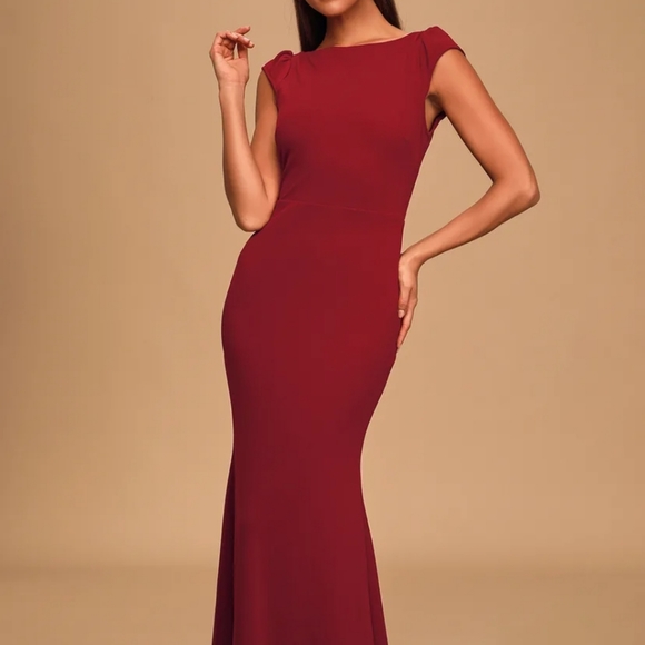 Lulus | Wine Red Mermaid Gown - Picture 2 of 4